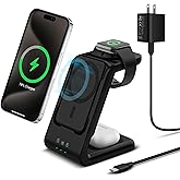 Smtcsl 3 in 1 Wireless Charging Station: 5000mAh Removable Power Bank Charger Stand for Phone/Watch/Air Pods - Portable Magnetic Battery Pack for Air 17 16 15 14 13 12 Series