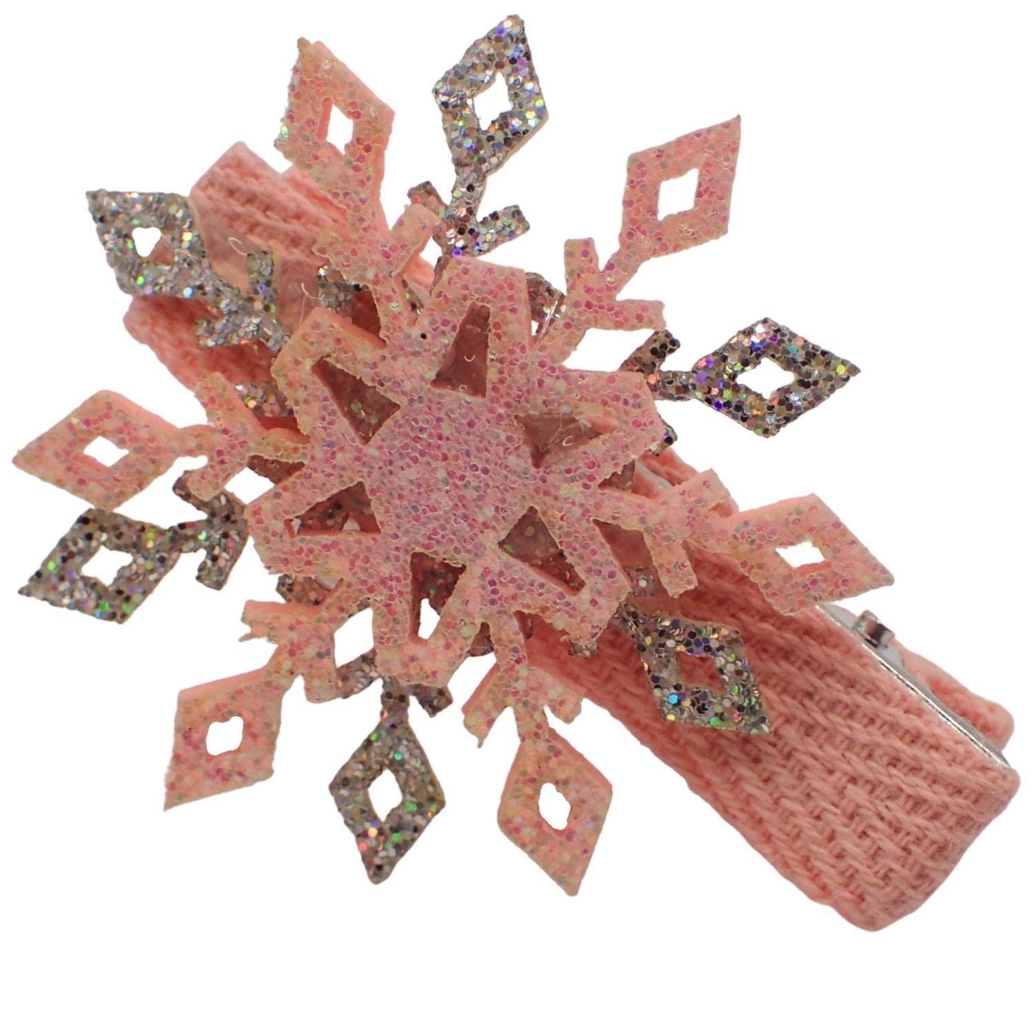 Topkids Accessories Christmas Hair Clips for Girls Hair Clips Women Festive Themed Crocodile Clips Hair Pairs and Single Small Hair Clips Christmas Polar Bear and Penguin Curl Clips(Pink Snowflake)