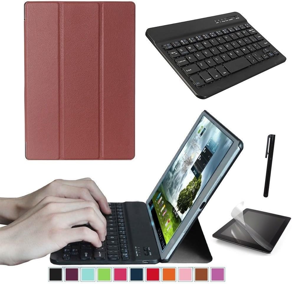 Starter Kit Replacement Suits for Huawei MediaPad M5 8.4" Tablet, Smart Case, Case with Keyboard, Free Screen Protector and Stylus Pen Included. (Brown)