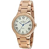 Peugeot Women's Round Tank Wrist Watch, Rose-Gold Dress Watch for Women with Easy to Read Roman Numerals and Steel Bracelet