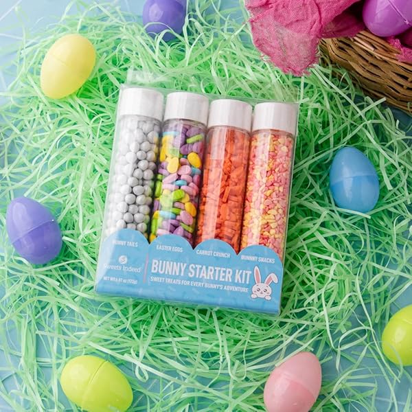 SWEETS INDEED EASTER BUNNY CANDY TOPPER 4-PACK – CRUMBLEFETTI CANDY TOPPINGS FOR ICE CREAM, CUPCAKES, HOT COCOA & COOKIES | FUN HOLIDAY BUNNY TREAT FOR EASTER BAKING, GIFTS & BASKET STUFFERS (EASTER BUNNY KIT)