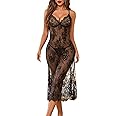Avidlove Women Lingerie Floral Lace Halter Babydoll Lingerie Dress With Thong Nightdress Nightgown for Women