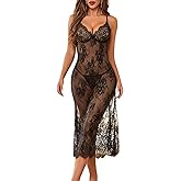 Avidlove Women Lingerie Floral Lace Halter Babydoll Lingerie Dress With Thong Nightdress Nightgown for Women