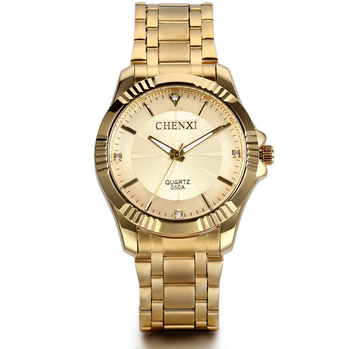 JewelryWe Birthday Gift Men's Gold Stainless Steel Watch with Golden Dial - Free Customized Engraving — image 1
