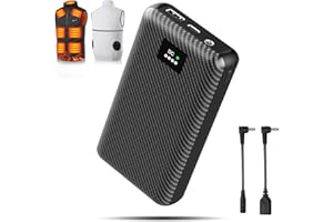 CCAGU Heated Vest Battery Pack 30000mAh Rechargeable Power Bank with 7.4V DC Port and 5V USB Port Dual Port, Portable Charger for Heated Clothing, Jackets, Hoodies and Phone