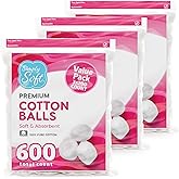 Simply Soft Premium Cotton Balls (600 Count), 100% Pure Cotton, Large Cotton Balls for Face and Nail Polish Remover
