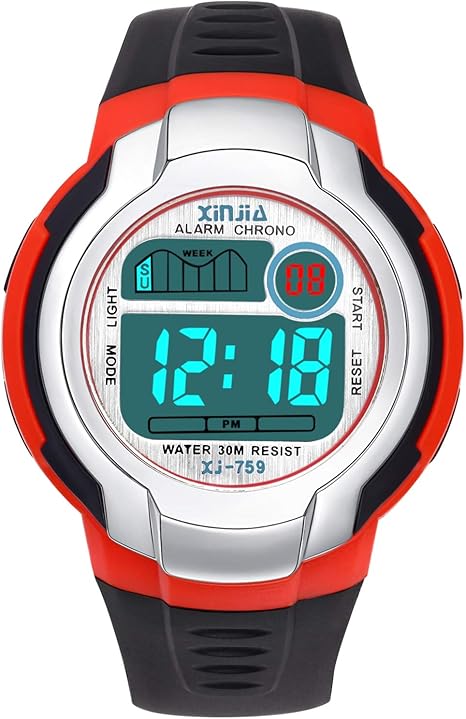 Facasu Kinderuhr Digital - 50m Wasserdicht Mit Buntlicht, Stoppuhr & Wecker Für Jungen & Mädchen 4-15 Jahre