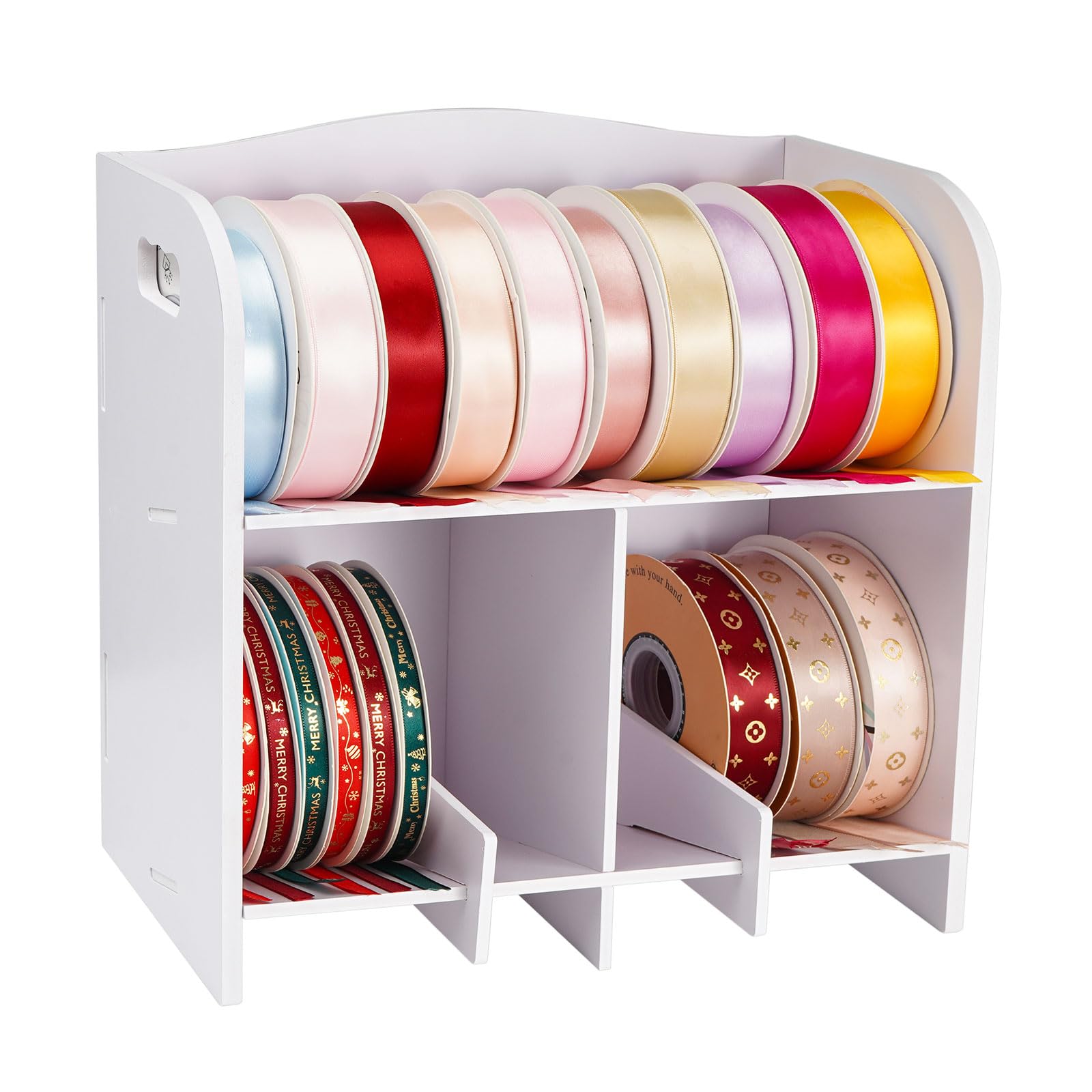 Photo 1 of Krafetto Ribbon Storage Organizer Rack, Wall-Mountable Ribbons Holder Rack for Craft Room, Desktop Ribbon Spool Holder Organizer for Ribbons up to 5-7/10" in Diameter