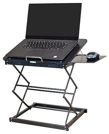 Cd4 Portable Laptop Standing Desk Converter Adjustable Laptop Desk Stand Ergonomic Sit Stand Up Desktop Riser Topper Small Compact Mobile Tall Folding Height Angle Tilt Workstation Attachment Amazon In Office Products
