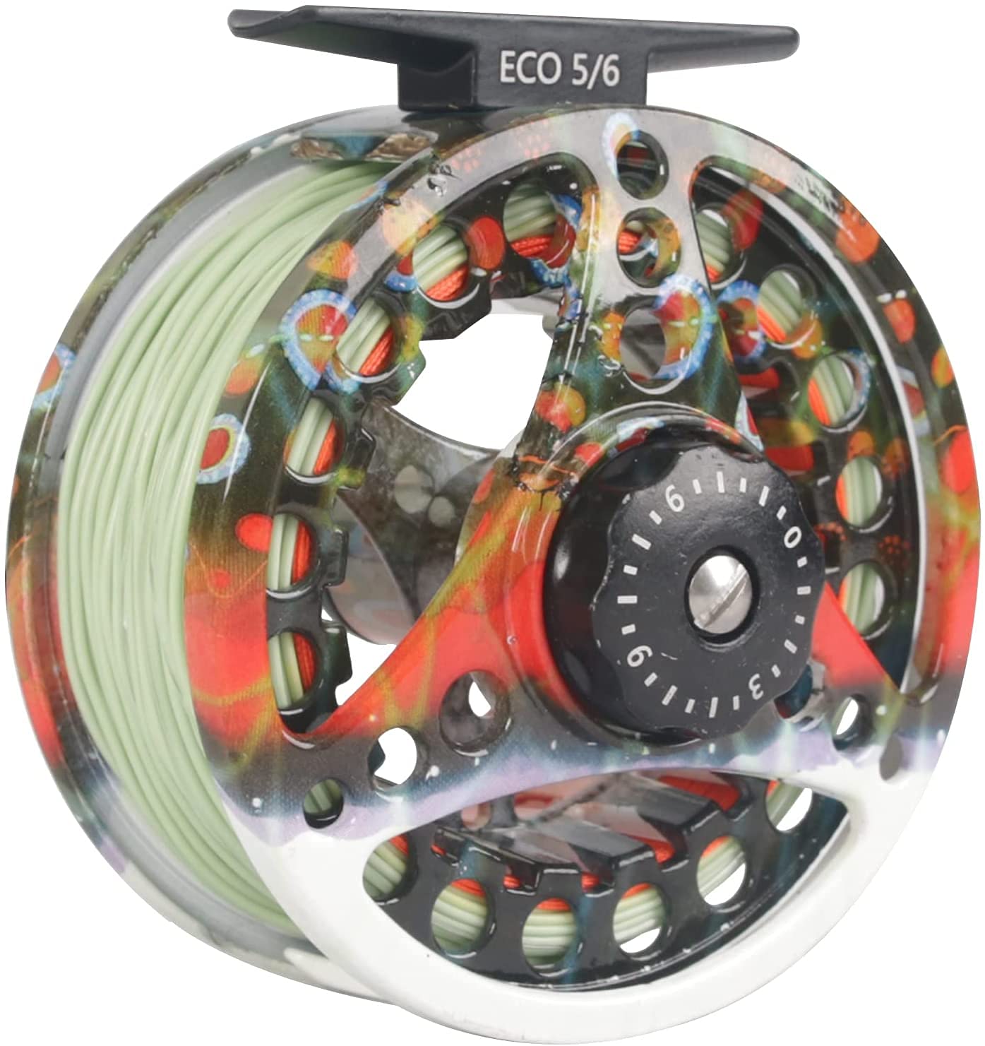 MAXIMUMCATCH Maxcatch ECO Fly Reel Large Arbor with Diecast Aluminum Body Fly Fishing Reel(3/4wt 5/6wt 7/8wt) (ECO Reel with Pre-loaded Line (Brook Trout), 3/4 weight)