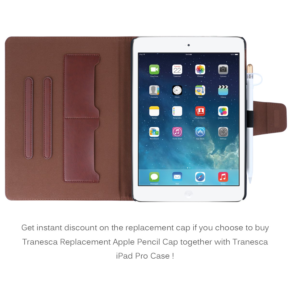 Tranesca Premium Leather Case for Apple iPad Pro 9.7 with Apple Pencil