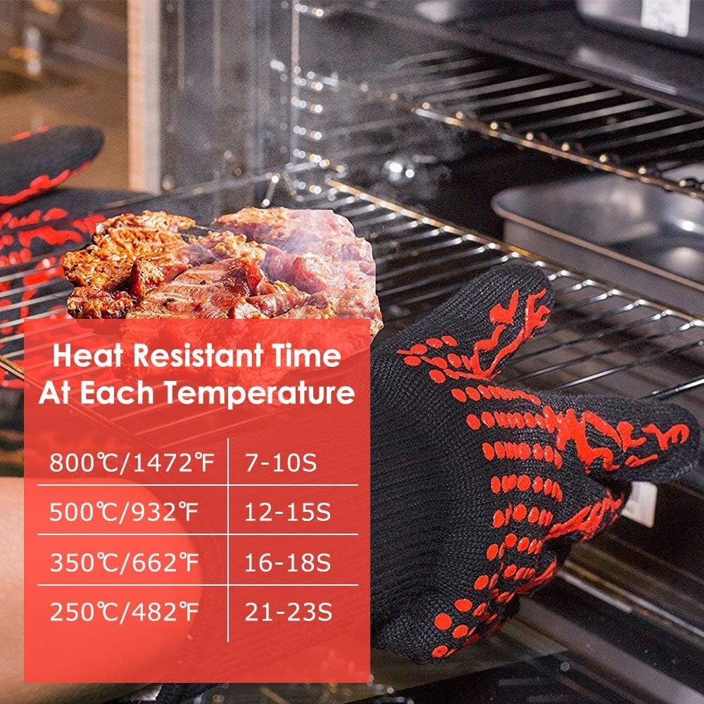 Ankier BBQ Gloves, 800 ℃/1472 ℉ Extreme Heat Resistant Grilling Gloves