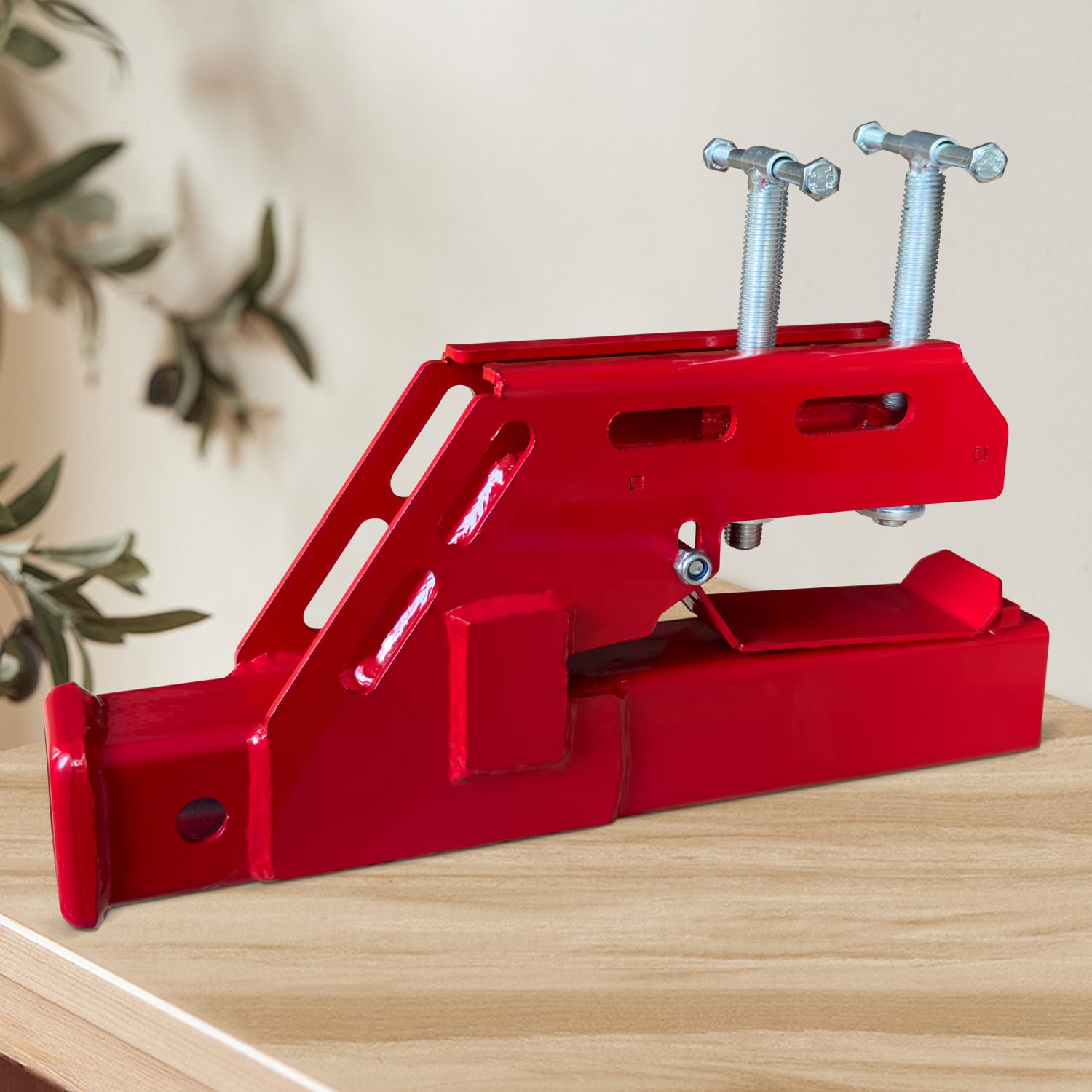 Photo 1 of TIOYAR Clamp On Trailer Hitch Receiver Bucket Hitch Compatible with Tractor 2" Ball Mount Adapter and Deere Bobcat Bucket (Red)