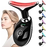 Facial Massager Red-Light-Therapy-for-Face and Neck, Face 𝖲 culpting Wand with 7 Color (Bright Black)