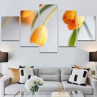 SIGNWIN 5 Panel Canvas Wall Art Yellow Arrangement for Home Decorations Ready to Hang - 60