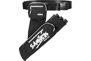 SAMICK SPORTS Archery Arrow Quiver - Adjustable Waist Hanged Quiver with 3 Removable Tubes & Pockets for Archery Arrows Case & Equipment - Ideal for Hunting & Target Practice - Right Handed Only