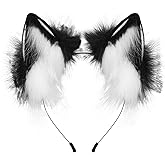 Voittozege Handmade Faux Fur Animal Ears Headband - Fox, Wolf, Cat Designs, Long Fur Ears, Furry Headwear for Halloween Cosplay Costume