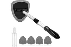 AstroAI Car Window Cleaner, Car Windshield Cleaning Tool with Telescopic and Extendable Handle, Inside with 4 Reusable and Wa