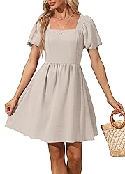 OFEEFAN Womens Beige Dresses Elegant Summer Short