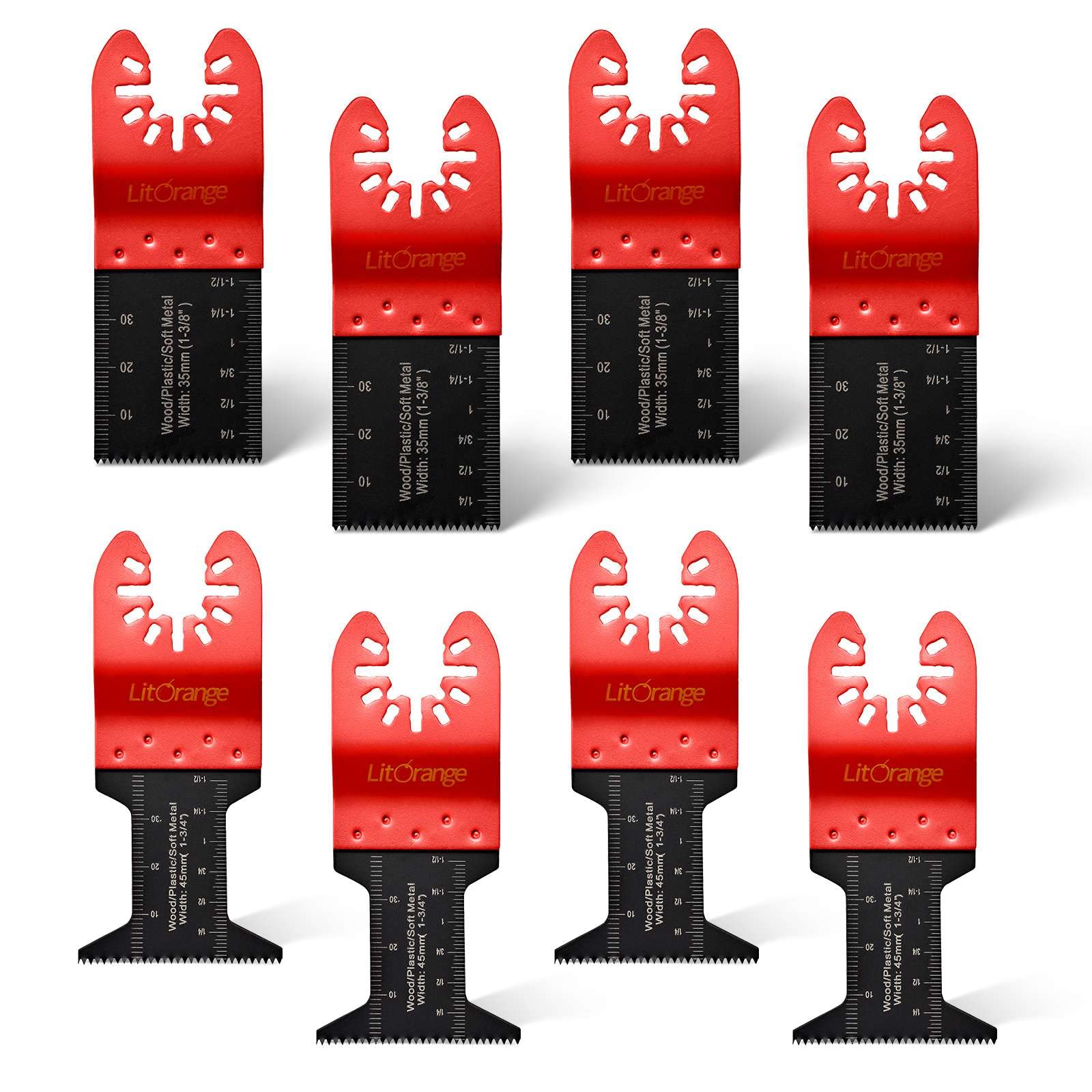 Litorange 8 Pcs 35mm 1-3/8" & 45mm 1-3/4" Soft Metal Wood Cutter Saw Blades Oscillating Multi Tool, Professional Universal Oscillating Saw Blades for Wood, Plaster, Plastic, Plastic Pipes Etc