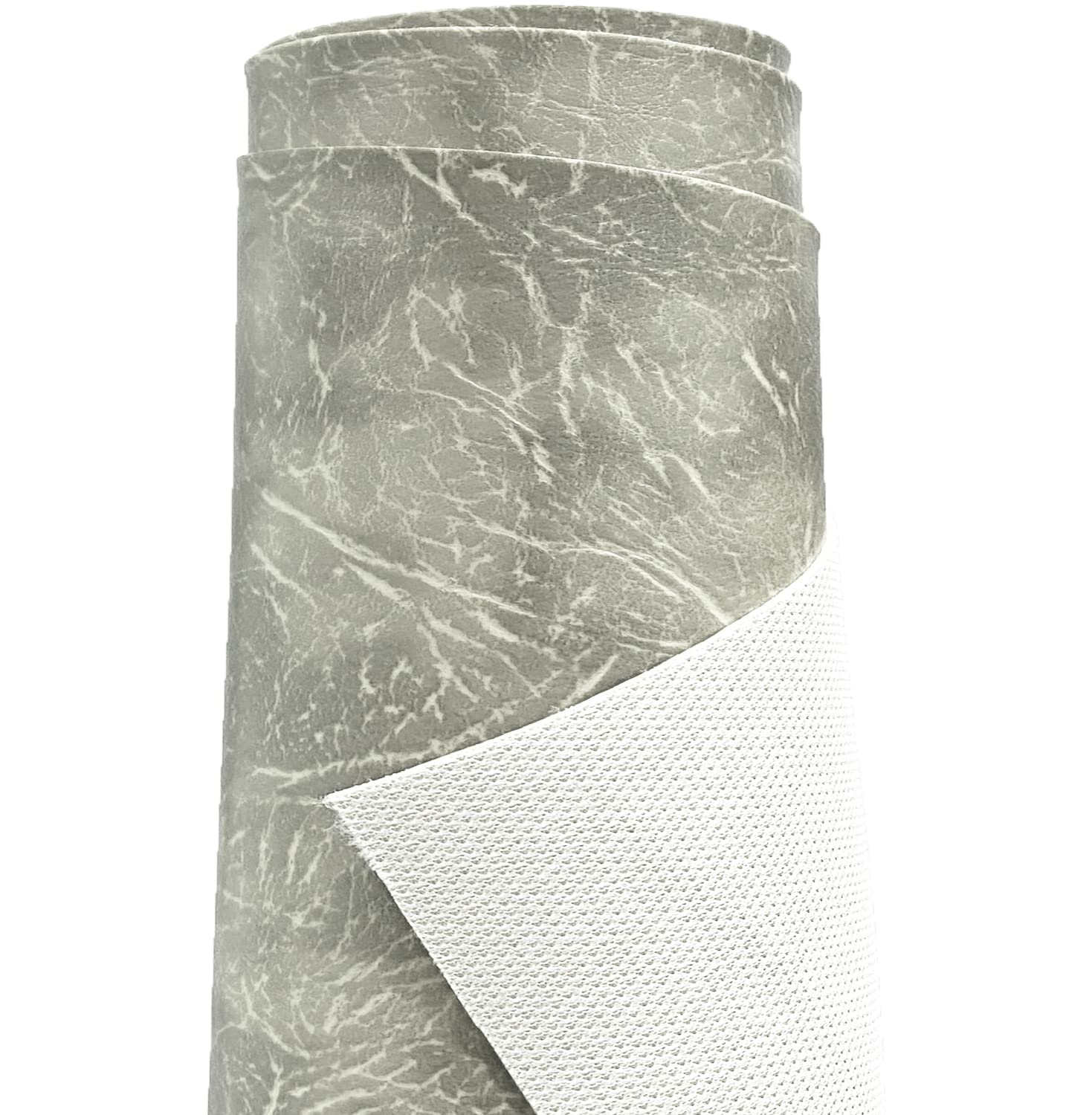 A-Express Heavy Thick Faux Leather Fabric Grained Leatherette Vinyl Leathercloth Automotive Home Decor Upholstery Material - Silver 1 Metre 100cm x 140cm — image 1