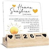 Human Sunshine Inspirational Gifts for Women Men - Wooden Block Calendar | Appreciation Thank You Gifts, Positive Office Desk Decor, Work Anniversary Acrylic Plaque for Coworker teacher