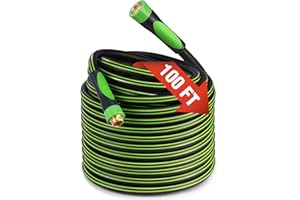 WORKPRO Hybrid Garden Hose 5/8 in.x 100ft, Water Hose Heavy Duty, Flexible, Lightweight Hybrid Rubber Hose with Rotary Handle, 3/4" Solid Brass Fittings, Outdoor Watering Hose for Lawn, Garden & Yard