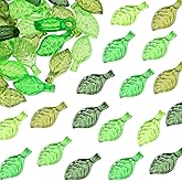 Tupalizy 100PCS Tiny Acrylic Leaf Beads Charms Clear Leaves Decor Plant Pendant for Bracelets Earrings Necklace Jewelry Making Keychain DIY Arts Crafts Spring Flower Projects Accessories,10x5mm