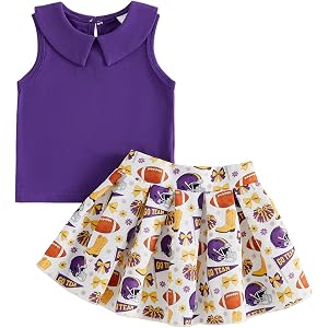 CREAIRY Toddler Baby Girl Cheerleader Outfit Sleeveless Shirt Football Skirt Set Cheerleading Outfit Halloween Clothes