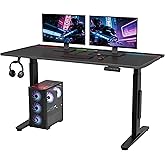 FLEXISPOT 55" RGB Electric Gaming Standing Desk, Magnetic Metal Desktop | Dual Motor Height Adjustable Sit Stand Desk, Integrated Cable Management, Stable Lifting, Ergonomic Workstation for PC Gamers