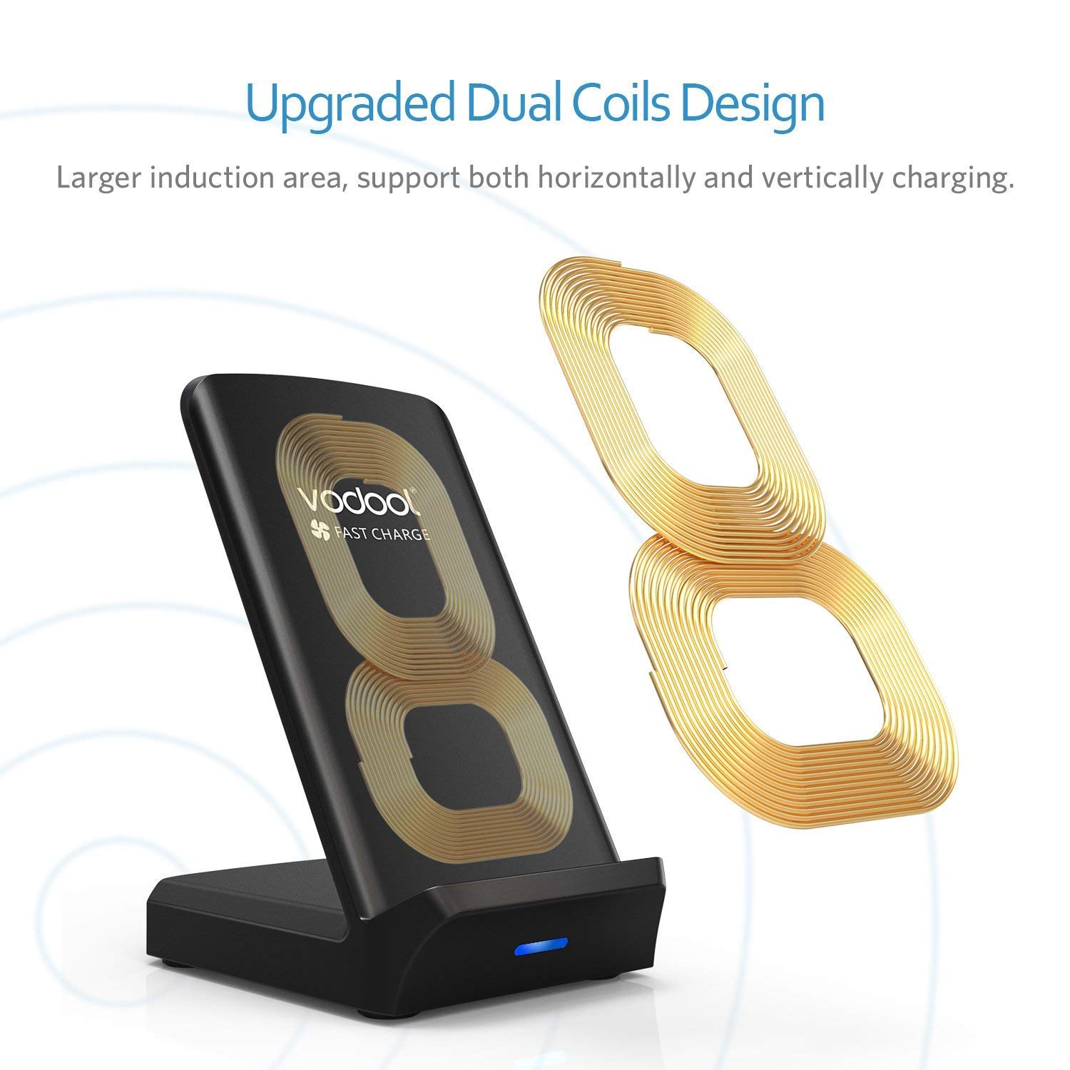 Wireless Charger, 10W Qi Ladestation mit Lüfter Kabelloses Leistungsstarkes Induktives Ladegerät kompatibel zu Samsung S9/S8/S8+/S7/S6/Edge/Plus/Note, iPhone 8/iPhone 8 Plus/iPhone X, Nexus, HTC, LG usw.