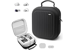 Krypthos Hard Carrying Case Compatible with Meta Quest 3S/Quest 3/Quest 2/Vision Pro, Portable VR Gaming Headset and Touch Controllers Case with Lens Protector, for Travel and Home Storage (Black)