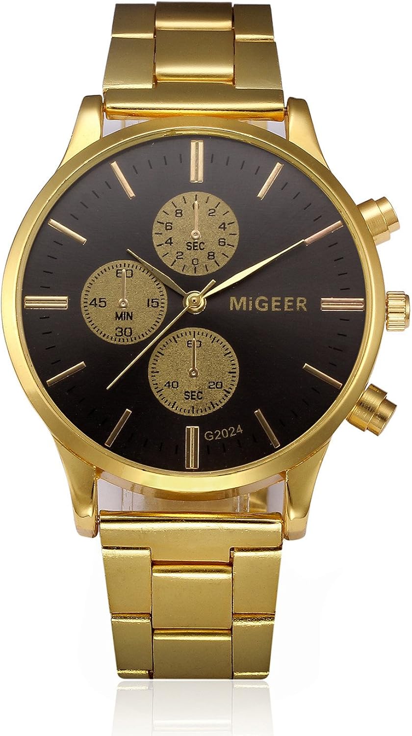Watches for Men Clearance, Men's Crystal Stainless Steel Strap Analog