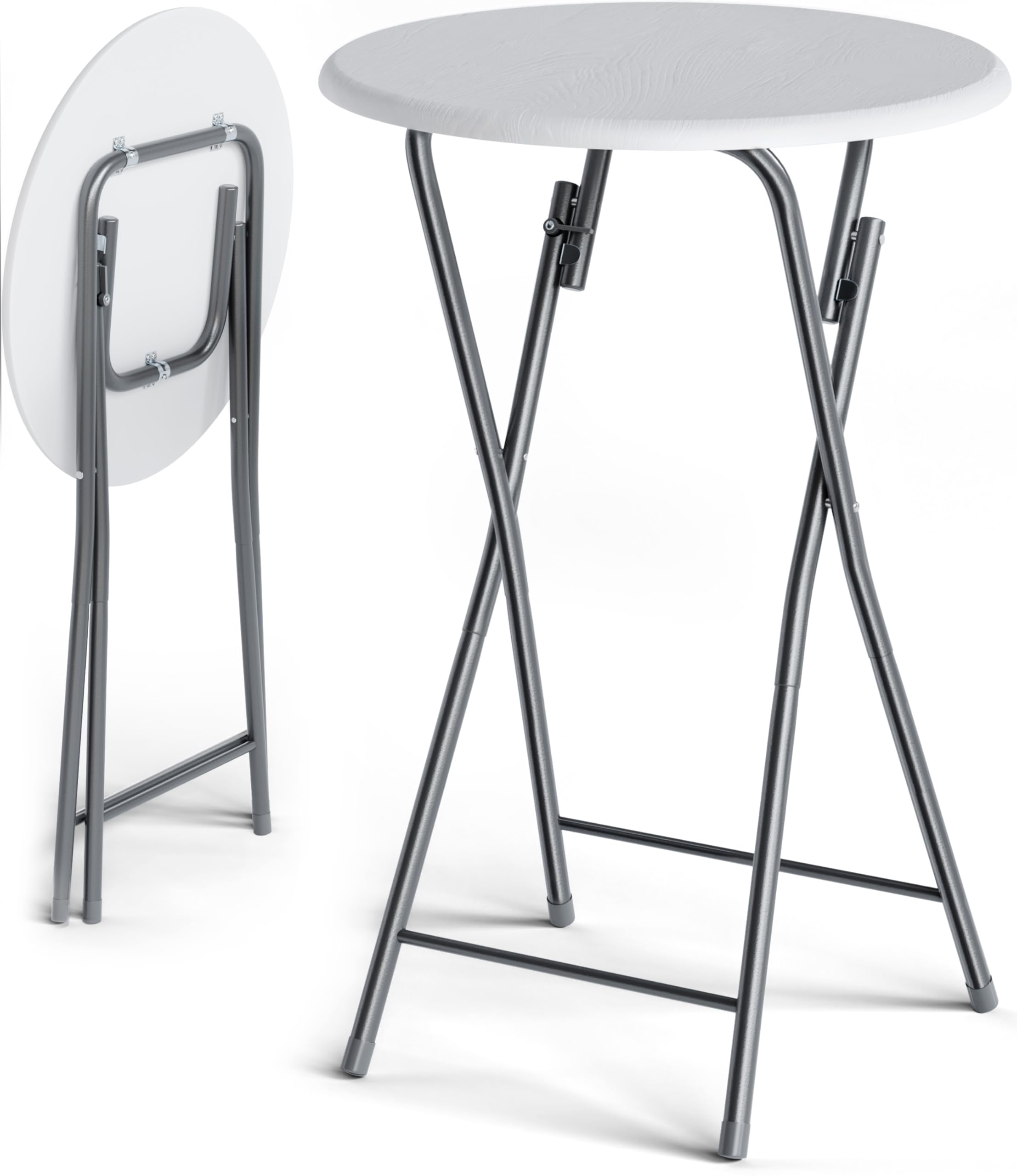Casaria® Stehtisch Klappbar 110cm Hoch Rund Ø 60cm Outdoor Holz Stabil Garten Büffet Bistrotisch Bartisch Biertisch Partytisch Klapptisch Tisch Weiß
