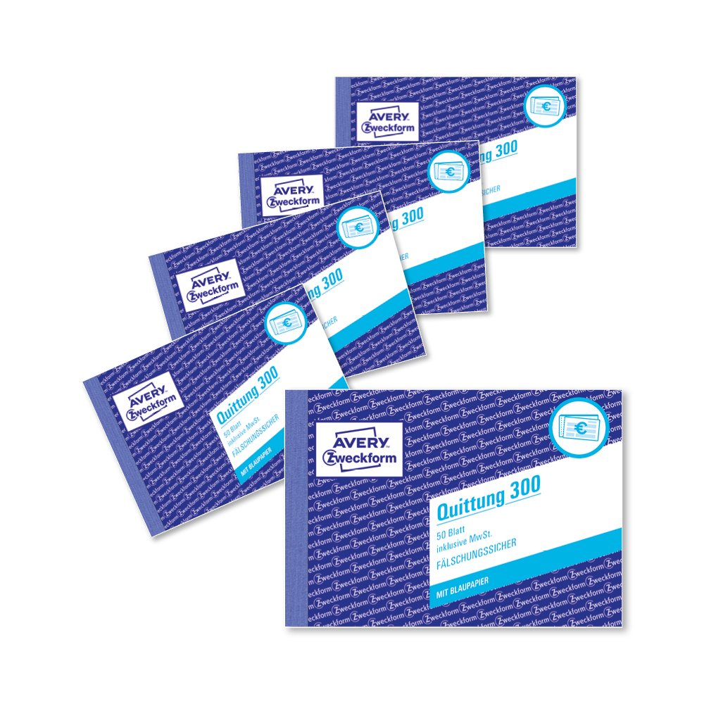 Avery Zweckform 300-5 Receipt Pad A6 50 Sheets 5-Pack