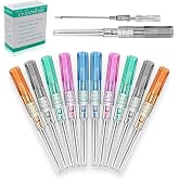Catheter Piercing Needles, LEEYUKA 10PCS Mixed 14G 16G 18G 20G 22G Catheter Needles Hollow Needles for Ear Nose Belly Lip Cartilage Professional Body Piercing Kit