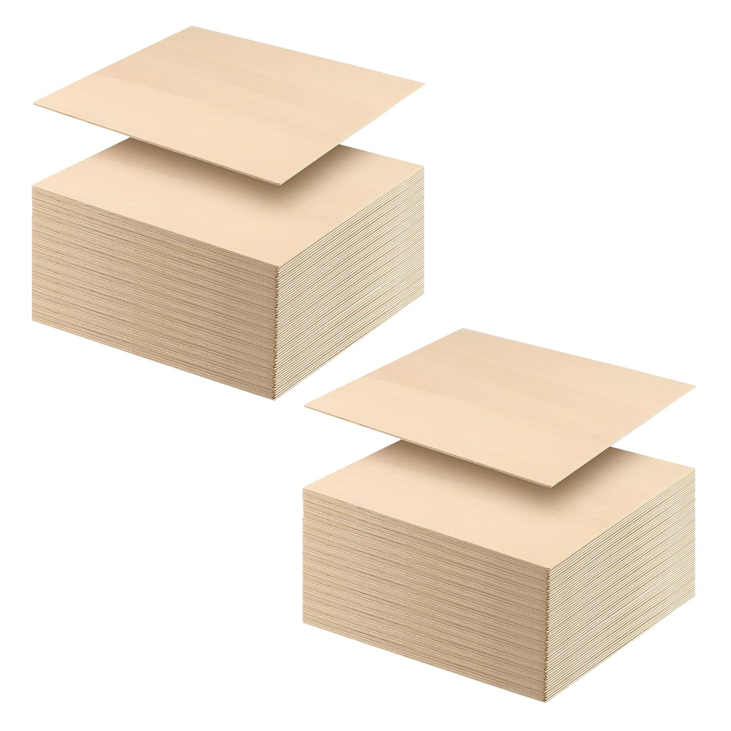 JIAYUET 80 PCS 10x10cm Square Blank Basswood Wood Sheets, 2mm Thick Unfinished Thin Plywood Board for Craft DIY Painting