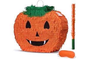 ENRIQ Halloween Pumpkin Pinata for Kids Birthday Party Fiestas Decorations Perfect for Halloween, Photo Prop, October Birthday, Funny and Spooky Games(17"x13"x3.7")