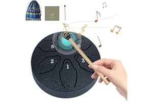 LTAXAF Steel Tongue Rain Drum - 3 Inch 6 Notes for Outside with Drum Bag, Music Book, Mallets, Musical Education Entertainment Meditation Yoga Zen Gifts (Black)