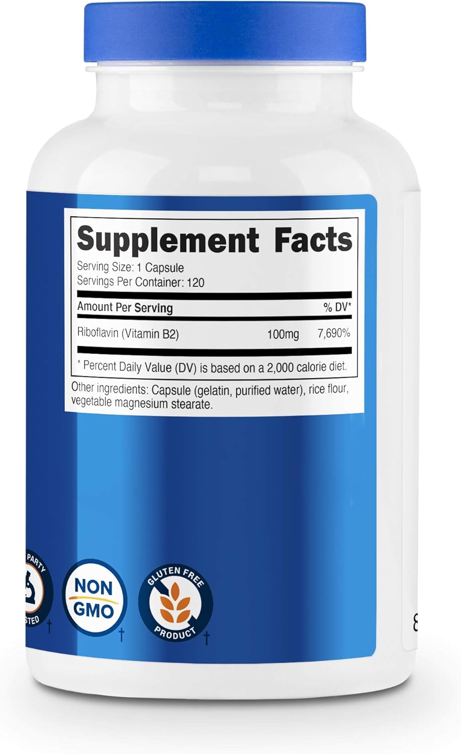 Nutricost Vitamin B2 (Riboflavin) 100mg, 120 Capsules Gluten Free and
