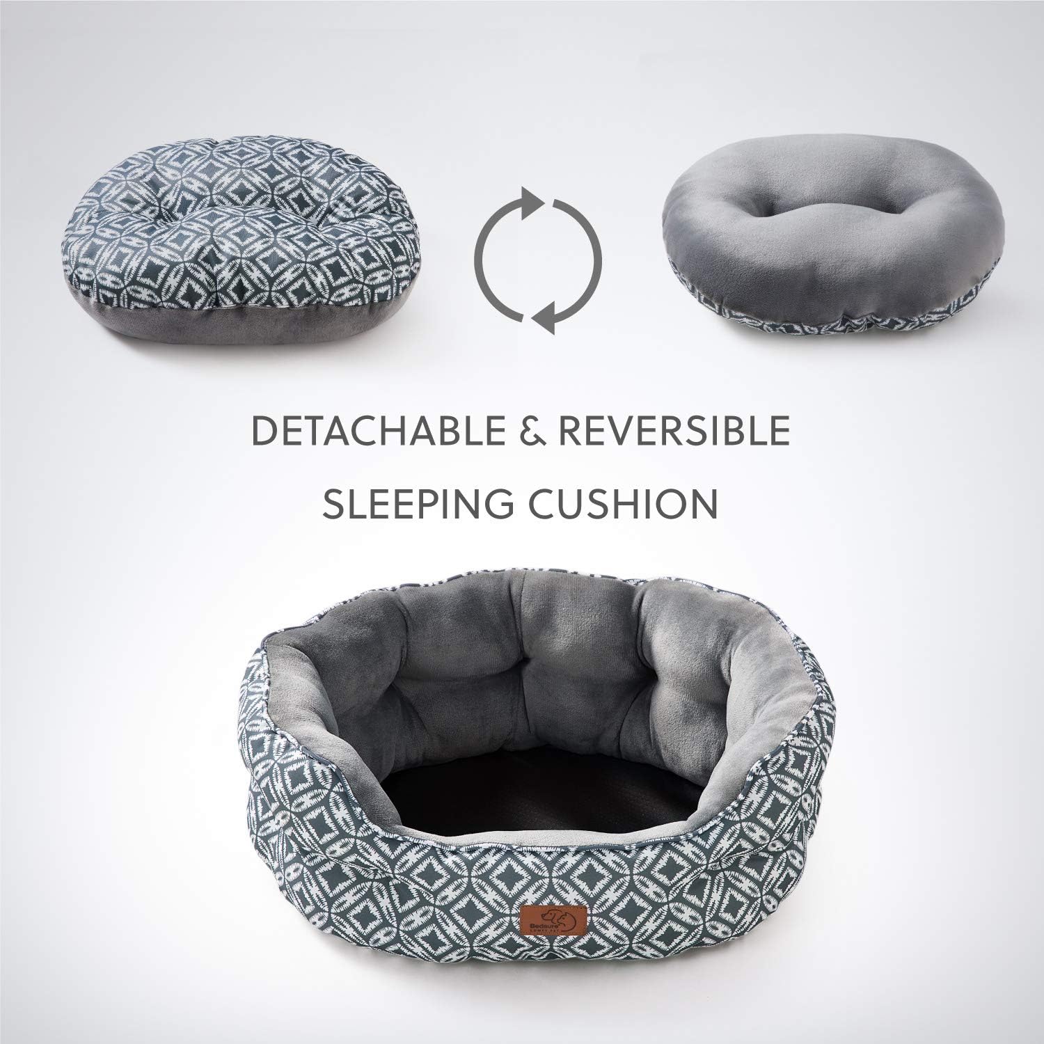 Bedsure 25 inch Small Dog Bed & Cat Bed, Round Pet Beds for Indoor Cats or Small Dogs, Round Machine Washable Super Soft & Plush Flannel Pet Supplies, Slip-Resistant Oxford Bottom, Grey : Pet Supplies