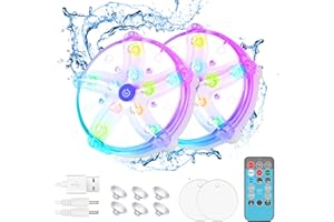 Blufree Rechargeable Floating Pool Lights, IP68 Waterproof Submersible LED Pool Lights, RGB Multi Color Changing Hot Tub Underwater Lights Magnet LED Light for Pond Bath Party Decor. 2PCS