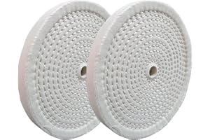 PR PURUI PURUI 2PC 6 Inch Polishing Buffing Wheels for Bench Grinder Spiral Sewn with 1/2" Arbor Hole and 1/2" Thickness White Cotton for Final Finishing on All Metals