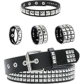 YMO Black Studded Belt, Studded Choker and Studded Bracelets Emo Bracelets Goth Rivet Cuff Spike Bracelet Punk Emo Accessories for Women Men