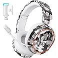Wireless Gaming Headset, 7.1 Surround Sound, 2.4GHz USB Gaming Headphones with Bluetooth 5.4, 100H Battery, ENC Noise Canceling Mic, RGB Light, Wireless Headset for PC PS5 PS4 Mac Switch (Camo)