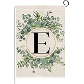 wyooxoo Monogram Letter E Floral Garden Flag 12x18 Inch Double Sided Outside Outdoor Family Last Name Initial Yard Flag (E)