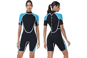 Owntop Shorty Wetsuit for Men Women - 3mm 1.5mm Neoprene Wet Suits One Piece Dive Skin UPF50+ Thermal Swimwear for Surfing Sw