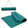 Ewedoos Eco Friendly Yoga Mat with Alignment Marks TPE Yoga Mat Non Slip Hot Yoga Mat Thick 1/4'' Anti-Tear Surfaces Exercise Mats for Home Workout Fitness Pilates