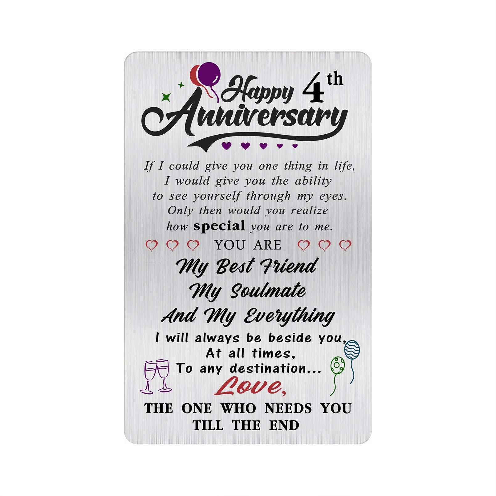 Alotozo 4 Year Wedding Anniversary Card - Happy 4th Wedding Anniversary Cards Gifts for Husband Wife - 4 Years Anniversary Card for Him Her