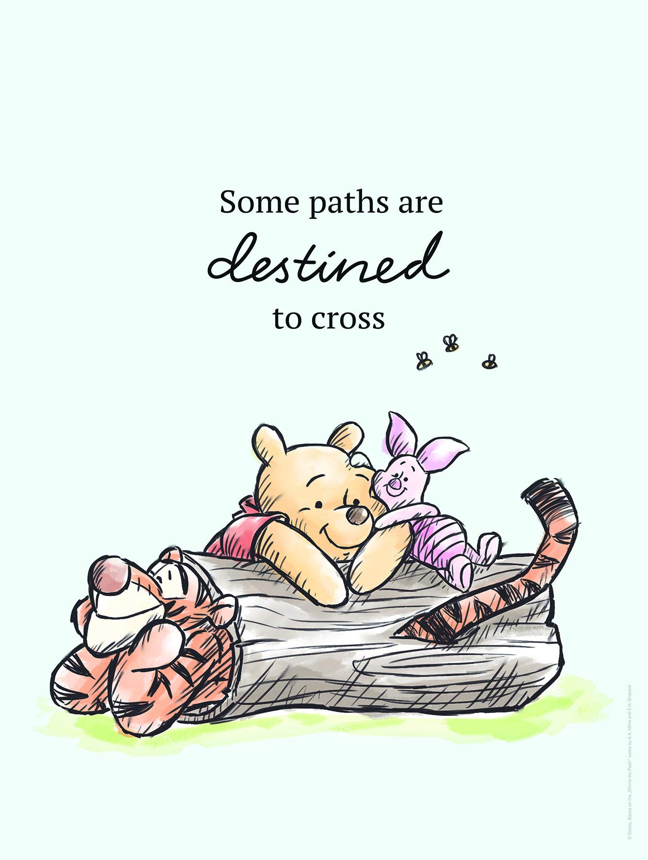 Komar Disney Wall Picture Winnie the Pooh Path | Children's Room Decoration Art Print | Size 30 x 40 cm (Width x Height) | Without Frame | WB062-30 x 40 cm
